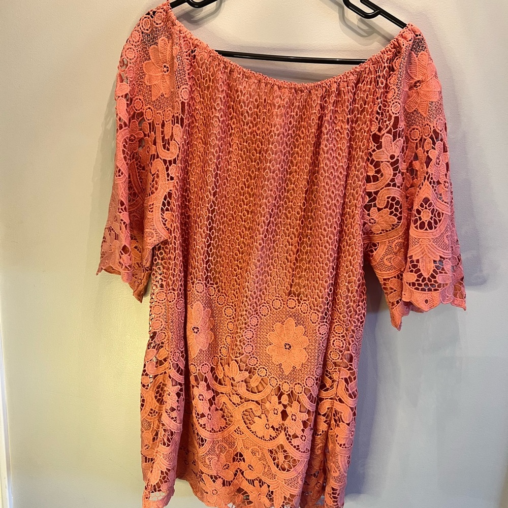 Embroidered Sheer Mesh Babydoll Top